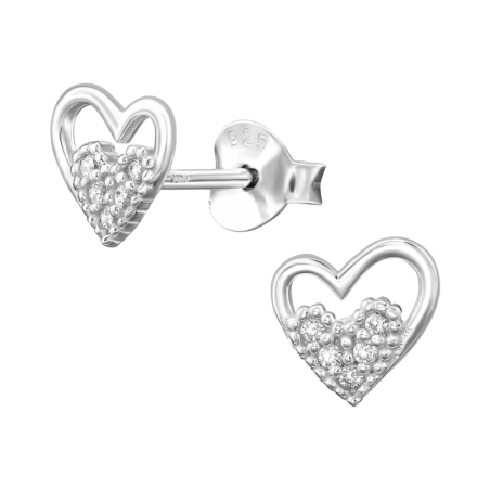 7 mm Doppelherz mit Zirkonen Ohrstecker mit Zirkonia Steinen Schmuck | All4silver