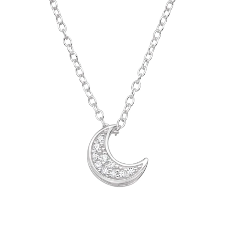 7 mm Mond mit Zirkonia Sterne, Mond & Sonne Schmuck | All4silver