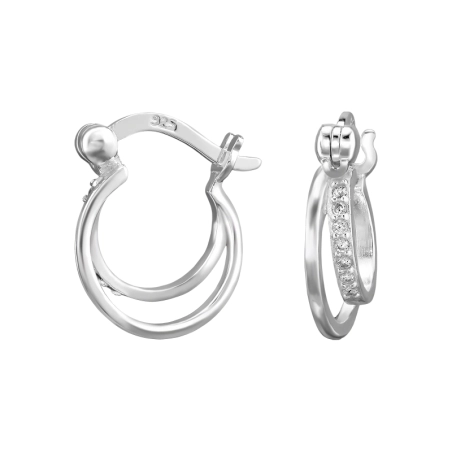 Doppelband-Creolen Creolen Ohrringe Schmuck | All4silver