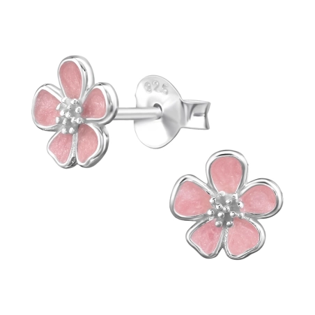 7 mm Große Fünfblättrige Blume Glatte Ohrstecker Schmuck | All4silver
