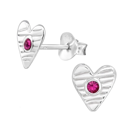 Herz mit Kristall Ohrstecker mit Kristall Schmuck | All4silver