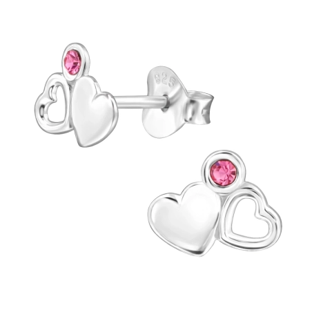 Herzen vereint mit Kristall Ohrstecker mit Kristall Schmuck | All4silver