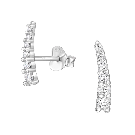6 Zirkonia in einer Reihe Ohrstecker mit Zirkonia Steinen Schmuck | All4silver
