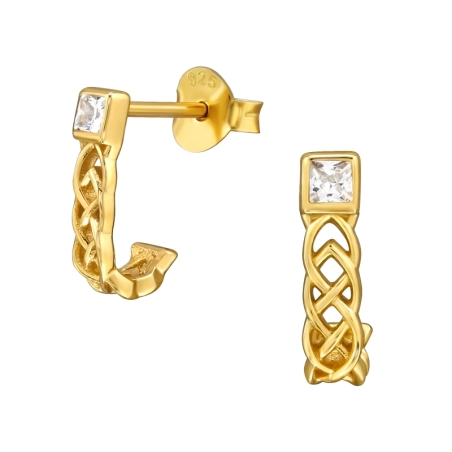 Verwobenes Muster - Keltischer Knoten Ohrstecker mit Zirkonia Steinen Schmuck | All4silver