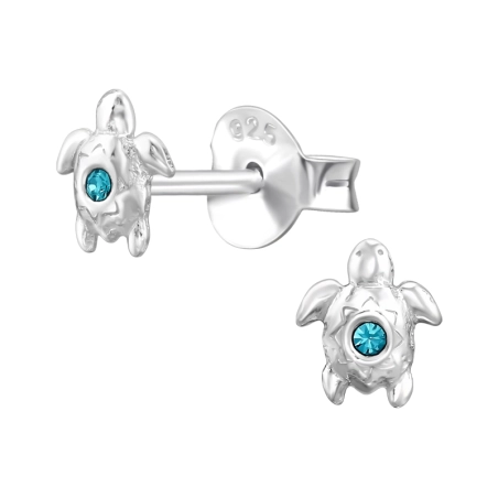 5mm Schildkröte mit Kristall Ohrstecker mit Steinen Schmuck | All4silver