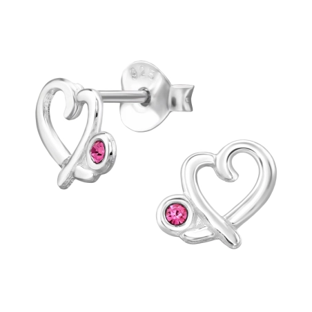 Offenes Asymmetrisches Herz mit Kristallen Ohrstecker mit Kristall Schmuck | All4silver