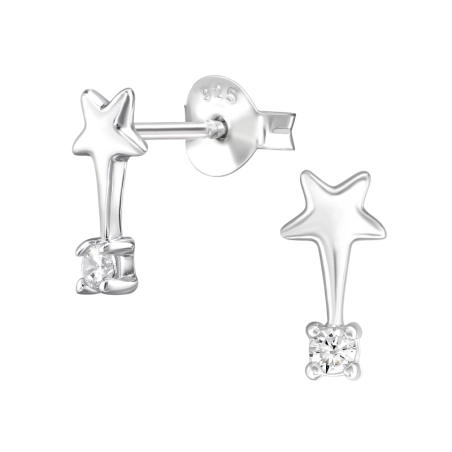 Stern mit Zirkonia Ohrstecker mit Zirkonia Steinen Schmuck | All4silver