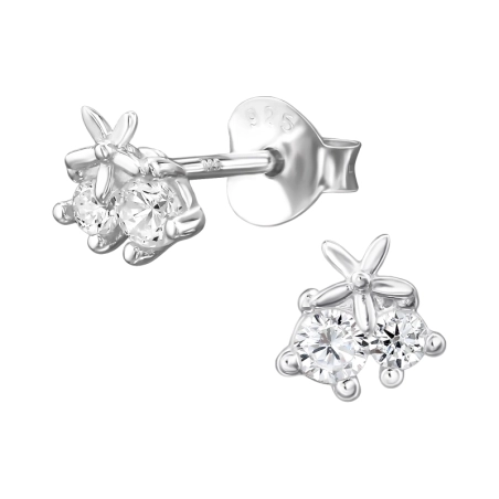 Blume mit Zirkonia Ohrstecker mit Zirkonia Steinen Schmuck | All4silver