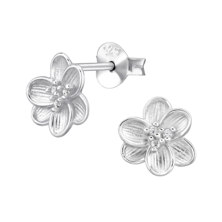 Frangipani, Plumeria Ohrstecker mit Zirkonia Steinen Schmuck | All4silver