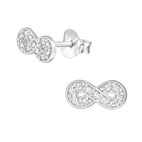 9 mm Eternity Symbol mit Zirkonia Ohrstecker mit Zirkonia Steinen Schmuck | All4silver