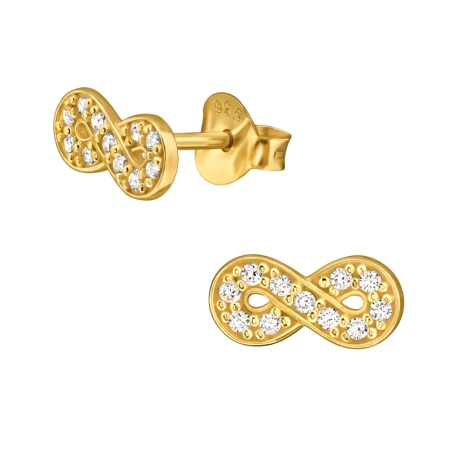9 mm Goldenes Symbol der Ewigkeit mit Zirkonia Ohrstecker mit Zirkonia Steinen Schmuck | All4silver