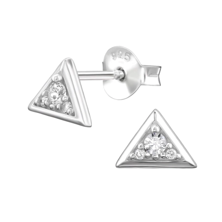 Dreieck mit Zirkonia Ohrstecker mit Zirkonia Steinen Schmuck | All4silver