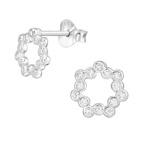 8 mm Kranz mit Zirkonia Ohrstecker mit Zirkonia Steinen Schmuck | All4silver