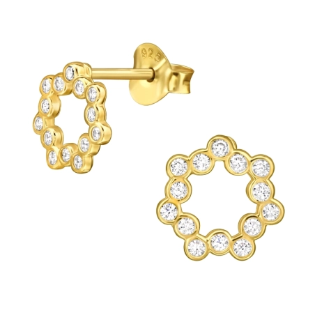 8 mm Goldener Kranz mit Zirkonia Ohrstecker mit Zirkonia Steinen Schmuck | All4silver