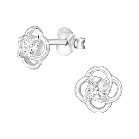 7 mm Blumenknoten mit Zirkonia Ohrstecker mit Zirkonia Steinen Schmuck | All4silver