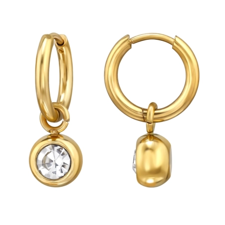 10mm-Reif Mit Baumelnder 8mm-Kugel Stahl-Huggies und Creolen Schmuck | All4silver