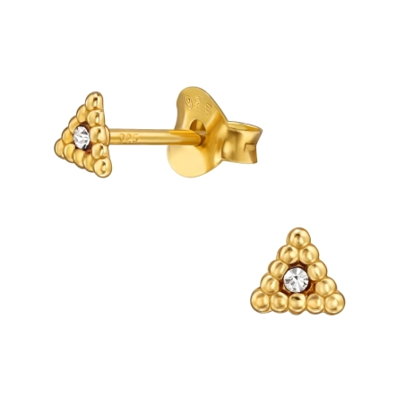 4 mm Goldenes Dreieck mit Kristall Ohrstecker mit Kristall Schmuck | All4silver