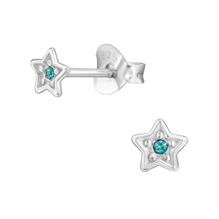 4 mm Stern mit Kristall Ohrstecker mit Kristall Schmuck | All4silver