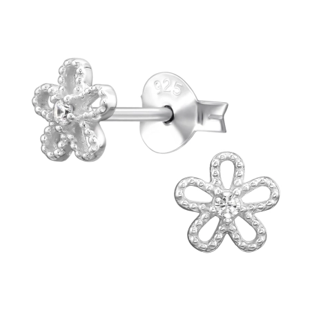6 mm Blume mit Zirkonia Ohrstecker mit Zirkonia Steinen Schmuck | All4silver