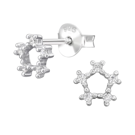6 mm Sechskant mit Zirkonia Ohrstecker mit Zirkonia Steinen Schmuck | All4silver