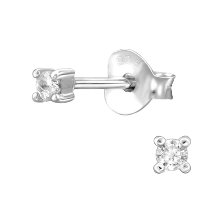 2 mm Runder Zirkon Ohrstecker mit Zirkonia Steinen Schmuck | All4silver