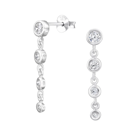 Vier Baumelnde Kreise mit Zirkonia Ohrstecker mit Zirkonia Steinen Schmuck | All4silver