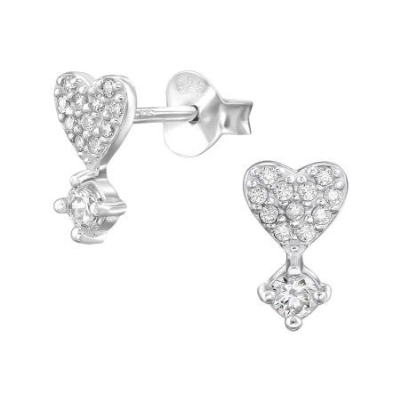 5 mm Herz mit Zirkonia Ohrstecker mit Zirkonia Steinen Schmuck | All4silver