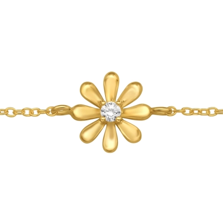 Goldene Blume mit Zirkonia Armbänder mit Silberkette Schmuck | All4silver