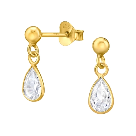 Goldene Birne mit Zirkonia Ohrstecker mit Zirkonia Steinen Schmuck | All4silver
