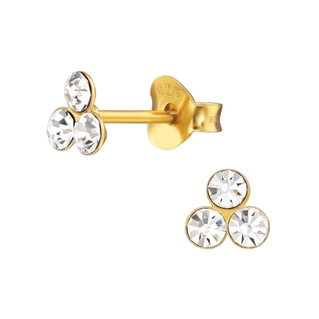 Goldenes Dreieck mit Kristallen Ohrstecker mit Kristall Schmuck | All4silver