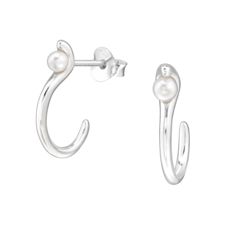 Schlange Halber Reifen mit Perle Ohrstecker mit Perlen Schmuck | All4silver