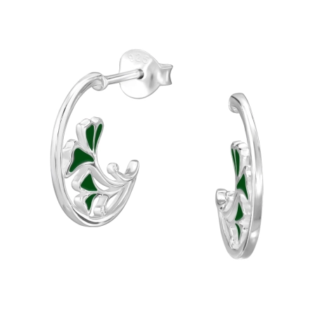 Halber Reifen Ginkgo Glatte Ohrstecker Schmuck | All4silver