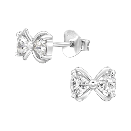 Bogen Ohrstecker mit Zirkonia Steinen Schmuck | All4silver