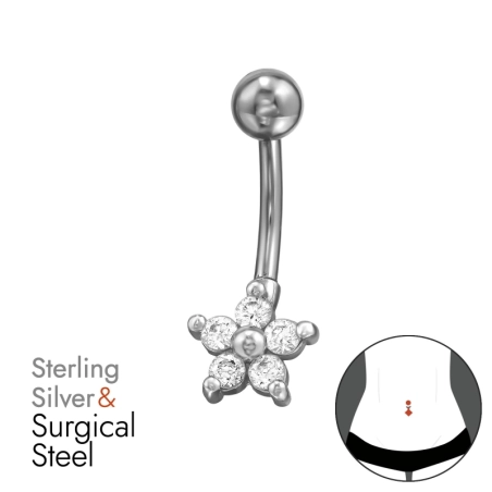 Blume mit Zirkonia Natur Schmuck Schmuck | All4silver