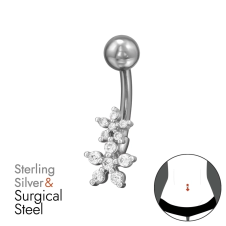Blume mit Zirkonia Natur Schmuck Schmuck | All4silver