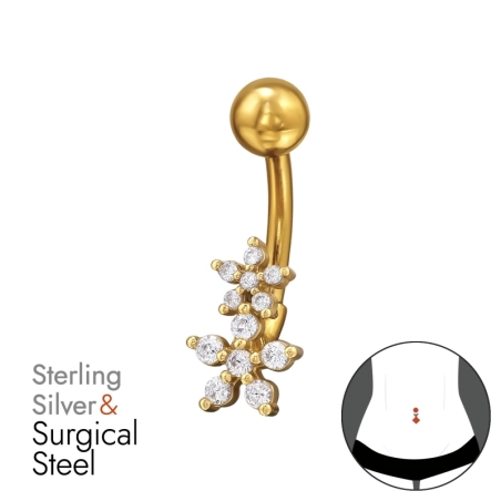 Goldene Blume mit Zirkonia Natur Schmuck Schmuck | All4silver