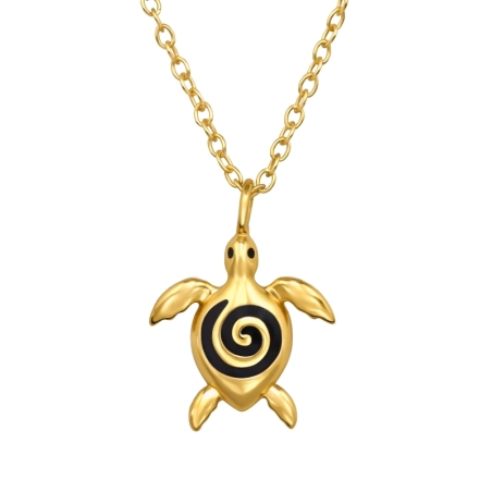 Goldene Schildkröte Halskette ohne Steine Schmuck | All4silver