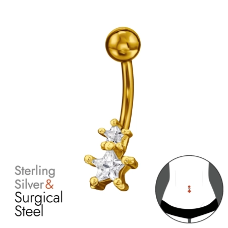Goldener Stern mit Zirkonia Sterne, Mond & Sonne Schmuck | All4silver