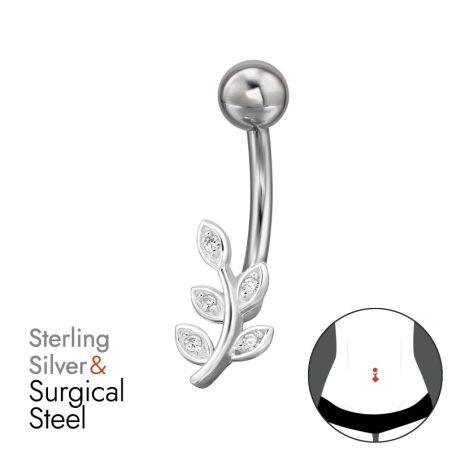 Blatt mit Zirkon Natur Schmuck Schmuck | All4silver