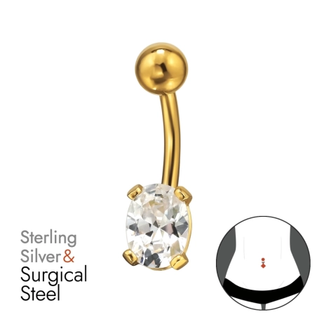 Goldenes Oval mit Zirkon Geometrischer Schmuck Schmuck | All4silver