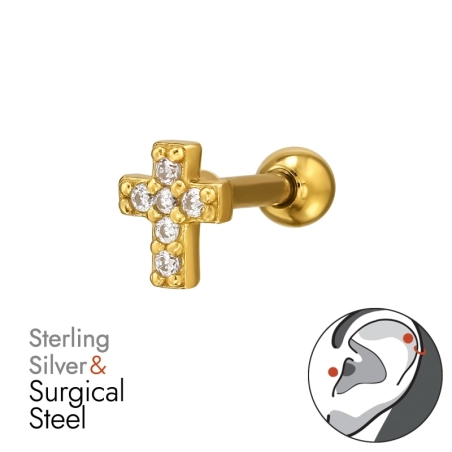 Goldenes Kreuz mit Zirkonia Religions-Schmuck Schmuck | All4silver