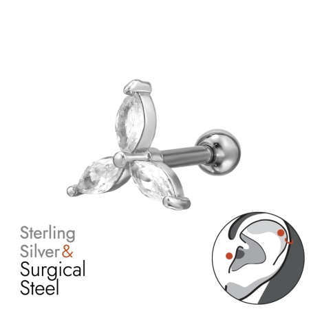 Blume mit Zirkonia Geometrischer Schmuck Schmuck | All4silver