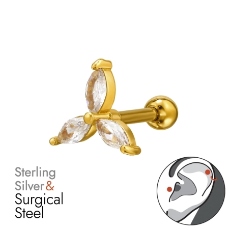 Goldene Blume mit Zirkonia Geometrischer Schmuck Schmuck | All4silver