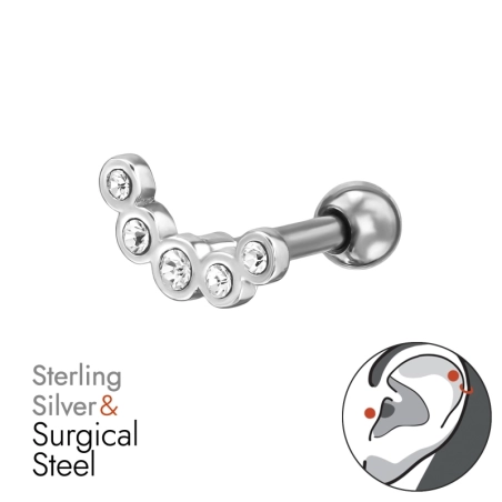Gebogen mit Zirkonia Silber Schmuck | All4silver