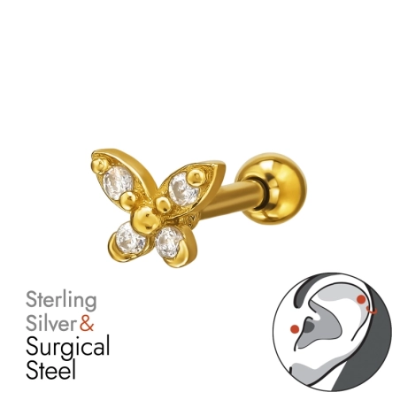 Goldener Schmetterling mit Zirkonia Tier-Schmuck Schmuck | All4silver