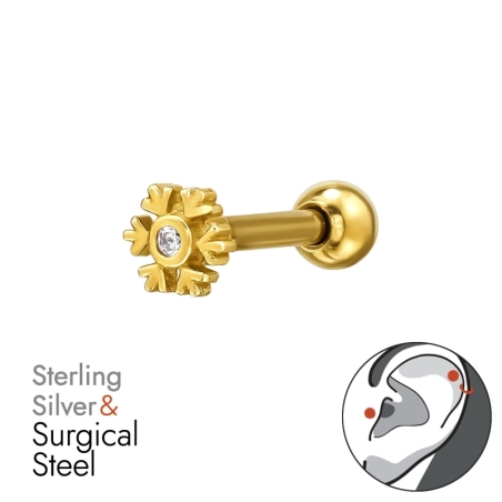 Goldene Schneeflocke mit Zirkoniumdioxid Winter-Schmuck, Schnee-Schmuck Schmuck | All4silver