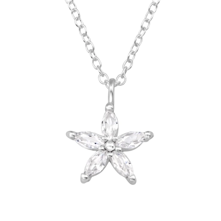 Fünfblättrige Blume mit Zirkonia Natur Schmuck Schmuck | All4silver