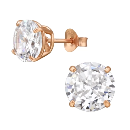 8 mm Vergoldete runde Ohrstecker mit Zirkonia Ohrstecker mit Zirkonia Steinen Schmuck | All4silver