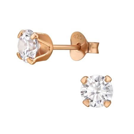 5 mm Rund Vergoldet mit Zirkonia Basic Ohrstecker Schmuck | All4silver