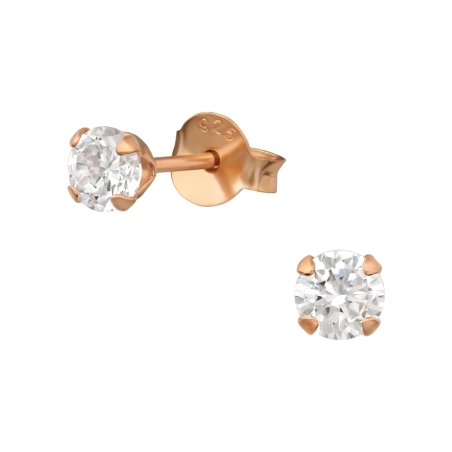 4 mm Rund vergoldet mit Zirkonia Basic Ohrstecker Schmuck | All4silver